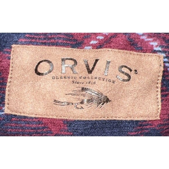 Orvis Big Bear Heavyweight Flannel Button Down Shirt/Shacket pockets Red Large - Picture 4 of 5